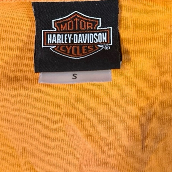 Harley-Davidson Orange Long Sleeve Henley with Skull Graphic - Picture 4 of 5
